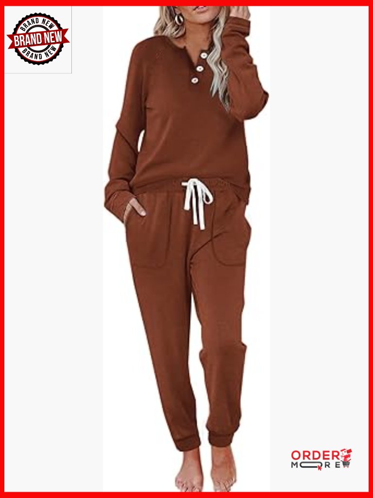 Two Piece Lounge Set Sweatshirt Sweatpants Womens Sweatsuit With Pockets
